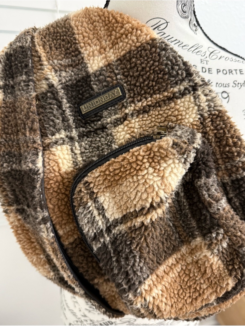UNIONBAY Vintage Polar Brown Plaid sling purse